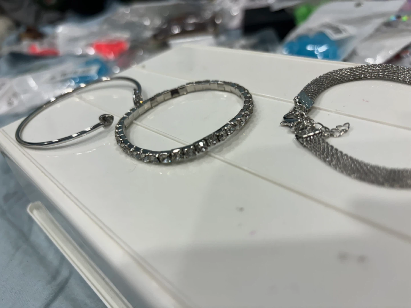 Lot of 3 Silver-Tone Bracelets