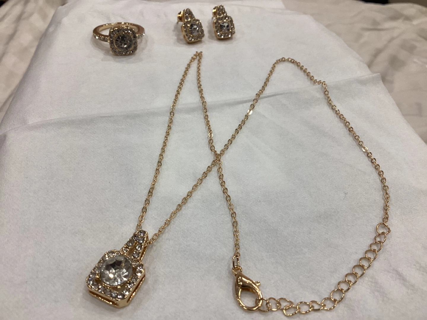 Gold-tone Ring, Necklace, and Earrings Set - photo 2