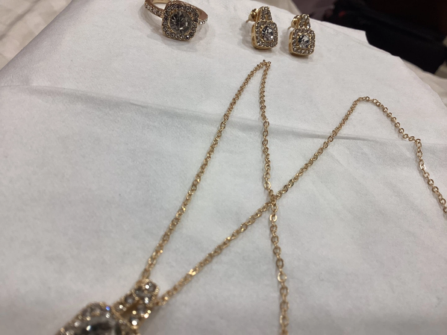 Gold-tone Ring, Necklace, and Earrings Set