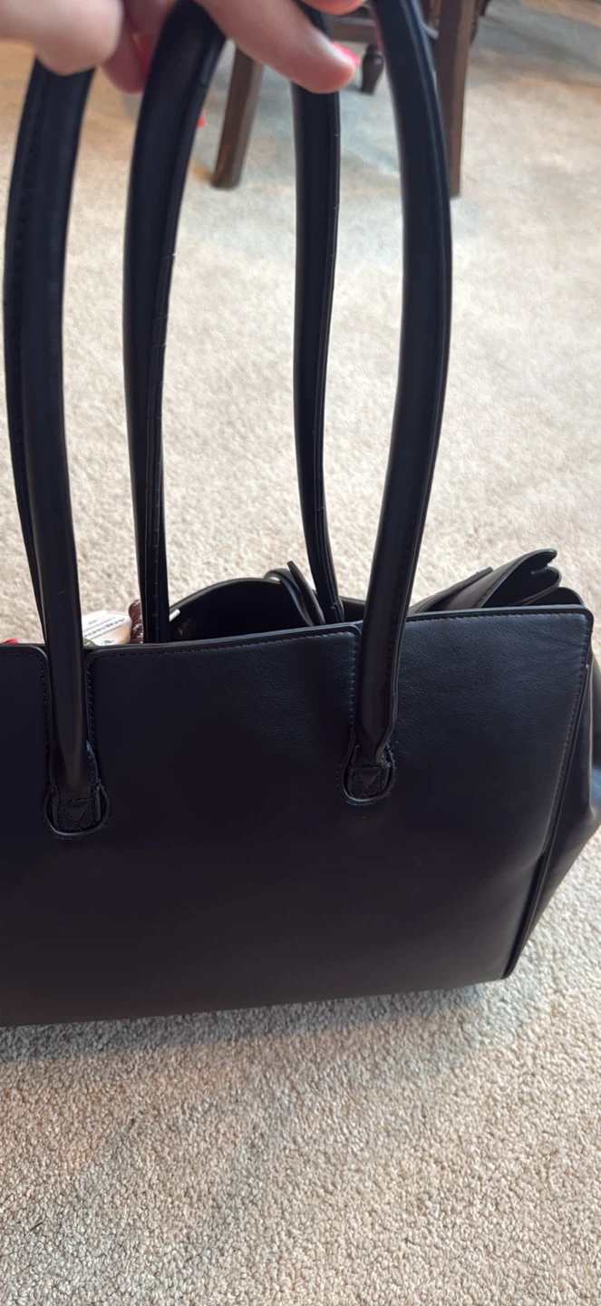 Black Faux Leather Tote Bag with Charms - photo 2