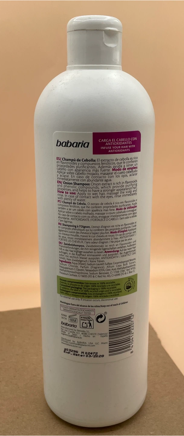 Babaria Onion Shampoo for Hair with Antioxidants - 700 ml - photo 2