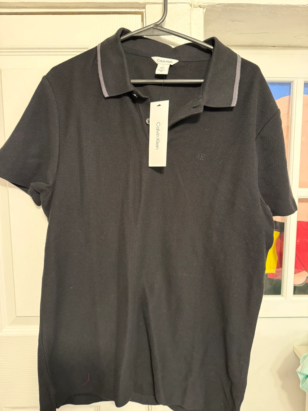 Calvin Klein Black Short Sleeve Polo Shirt - Medium