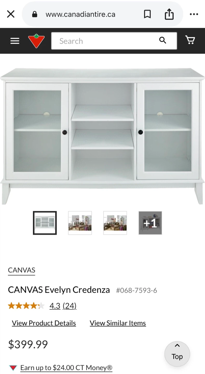 White CANVAS Evelyn Credenza / TV Stand (Holds up to 60”)