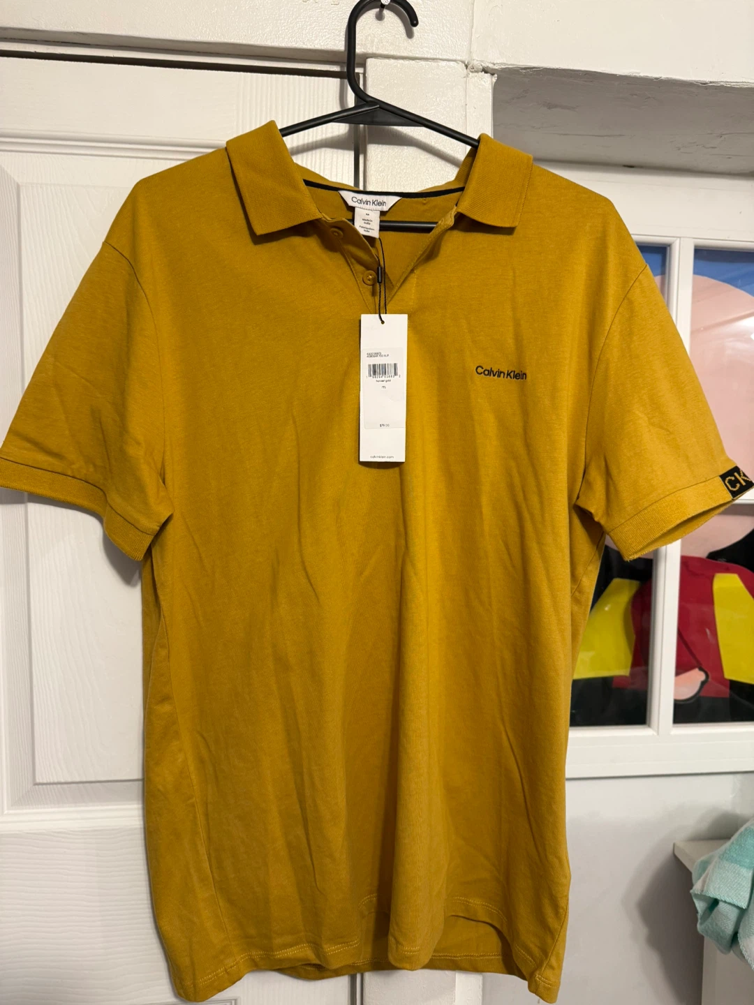 Calvin Klein Men's Mustard Yellow Polo Shirt - Medium