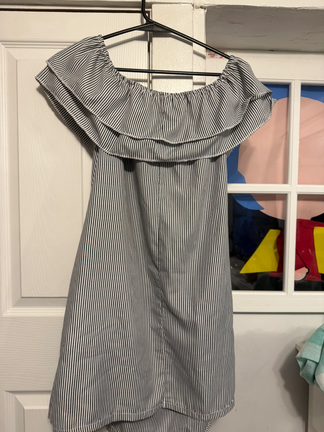 Off-the-Shoulder Striped Mini Dress