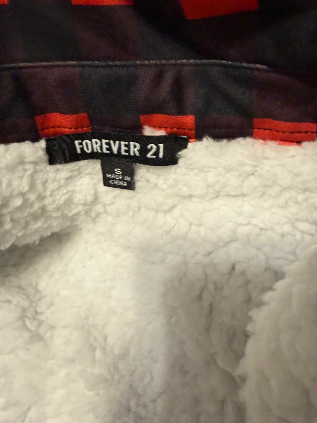 Forever 21 Red & Sherpa Lined Button Up Shirt - photo 3