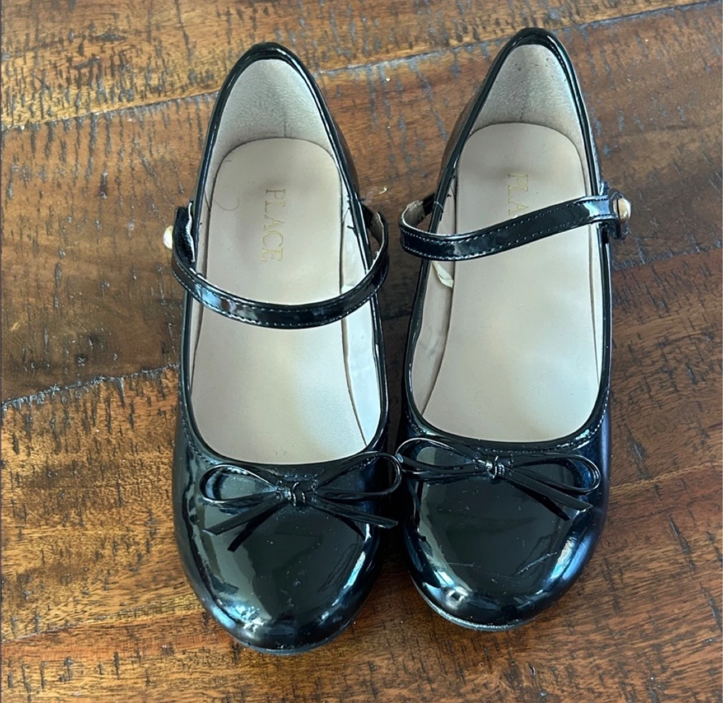 Place Shiny Black Kids Mary Jane Shoes