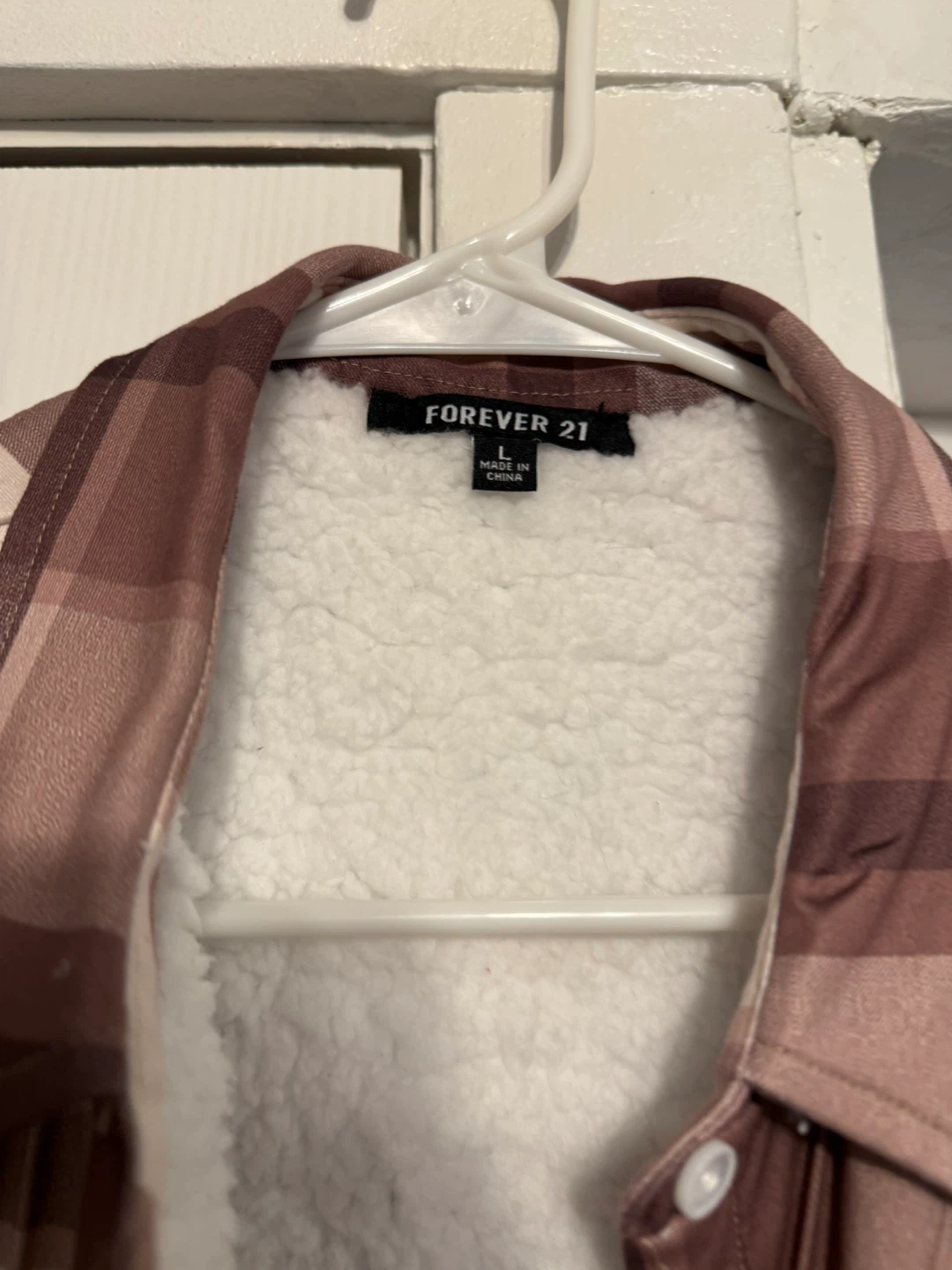 Forever 21 Women's Plaid Sherpa Lined Shirt Jacket - Size L - photo 2