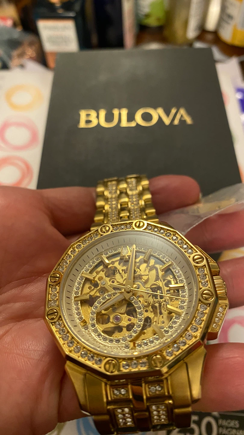 Bulova Automatic Skeleton Dial Gold Tone Watch - photo 4