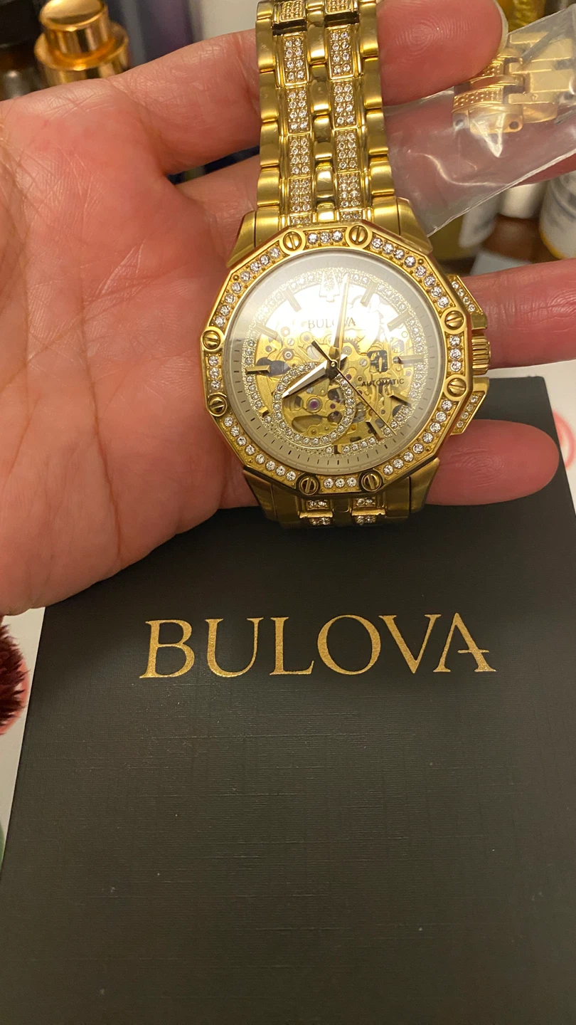 Bulova Automatic Skeleton Dial Gold Tone Watch - photo 2