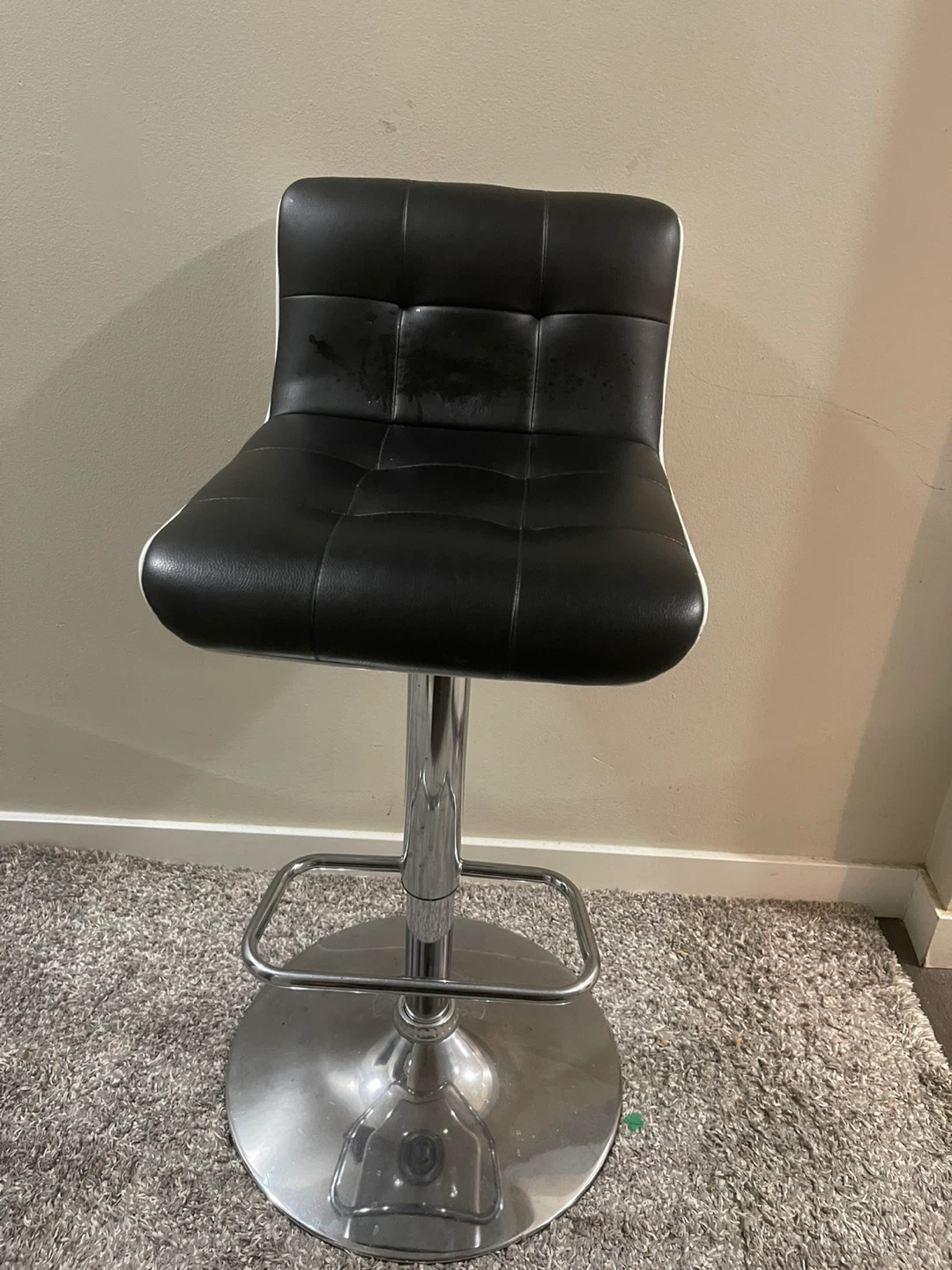 Black Adjustable Bar Stool with Chrome Base