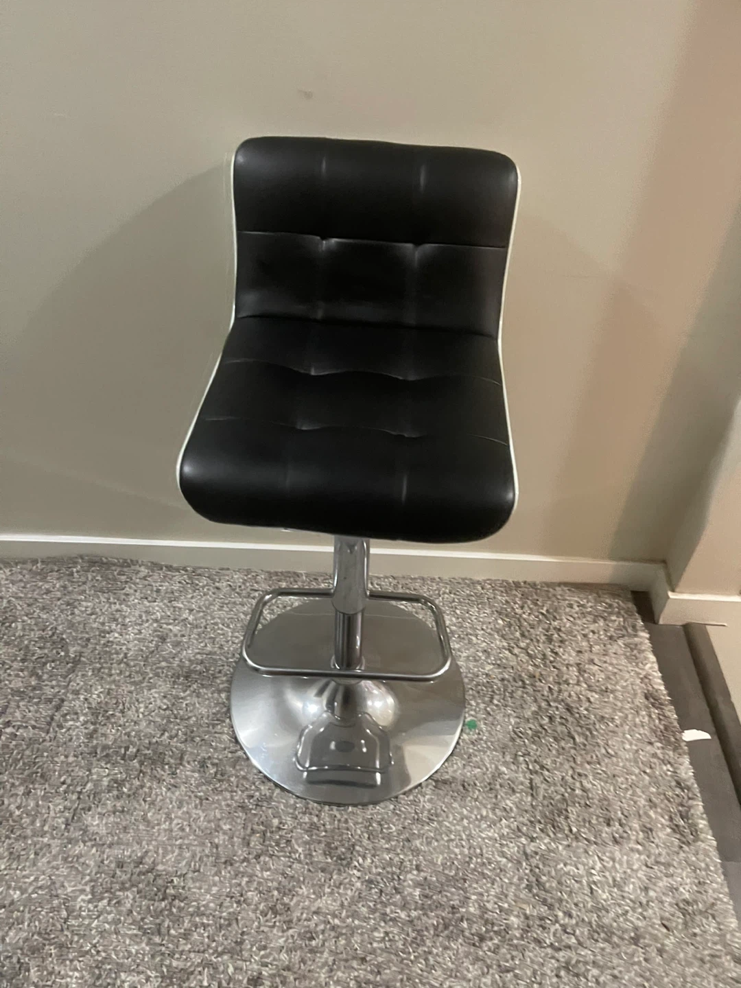 Black Adjustable Bar Stool with Chrome Base - photo 2