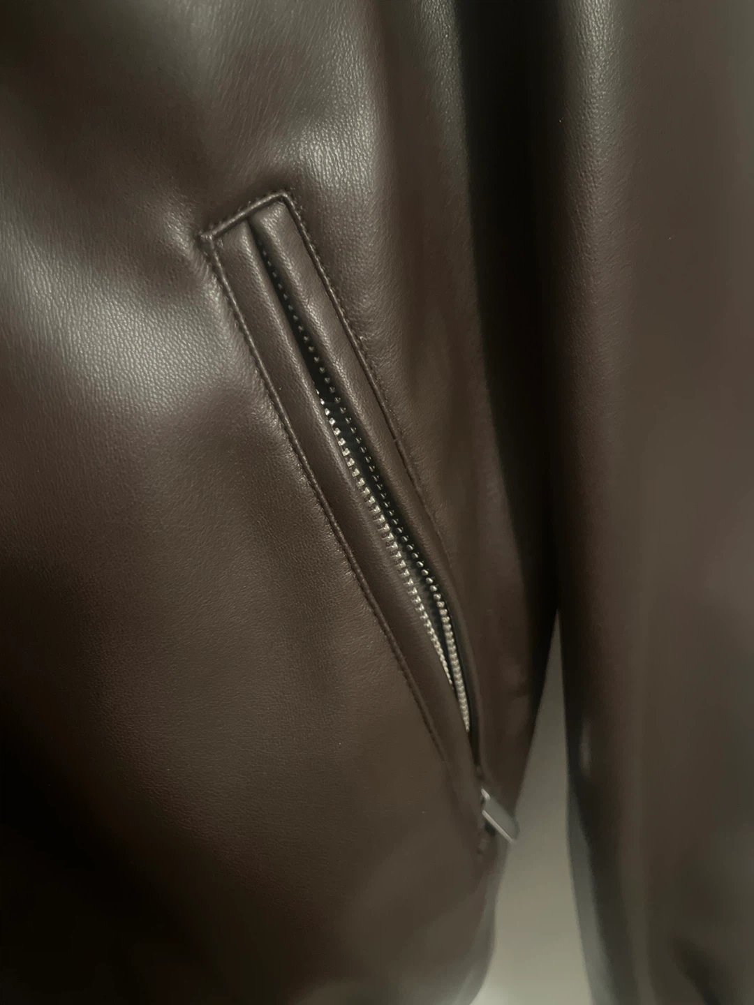 Zara unisex Brown Faux Leather Bomber Jacket - photo 4