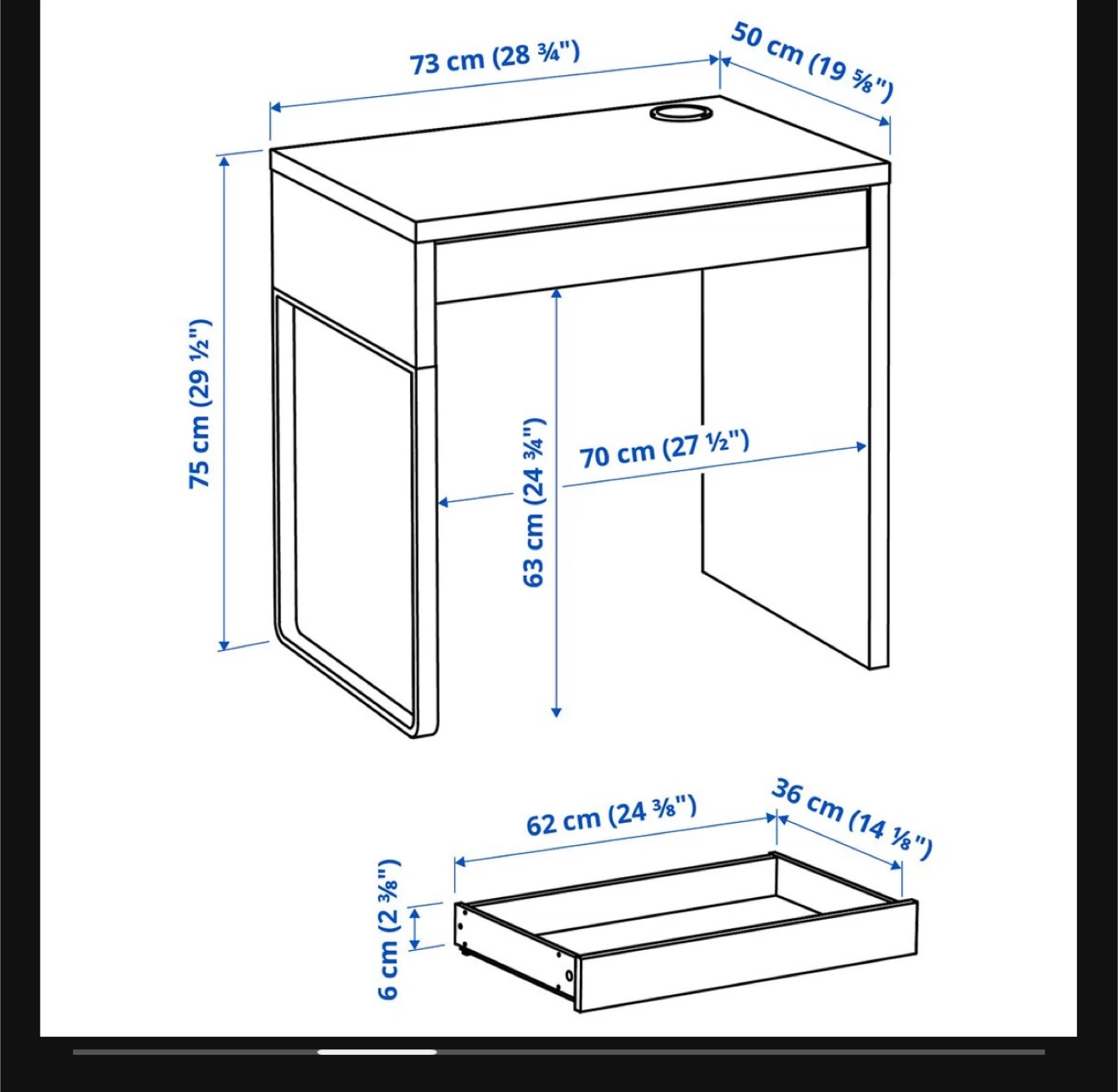 IKEA White Desk with Drawer and Cup Holder - photo 5