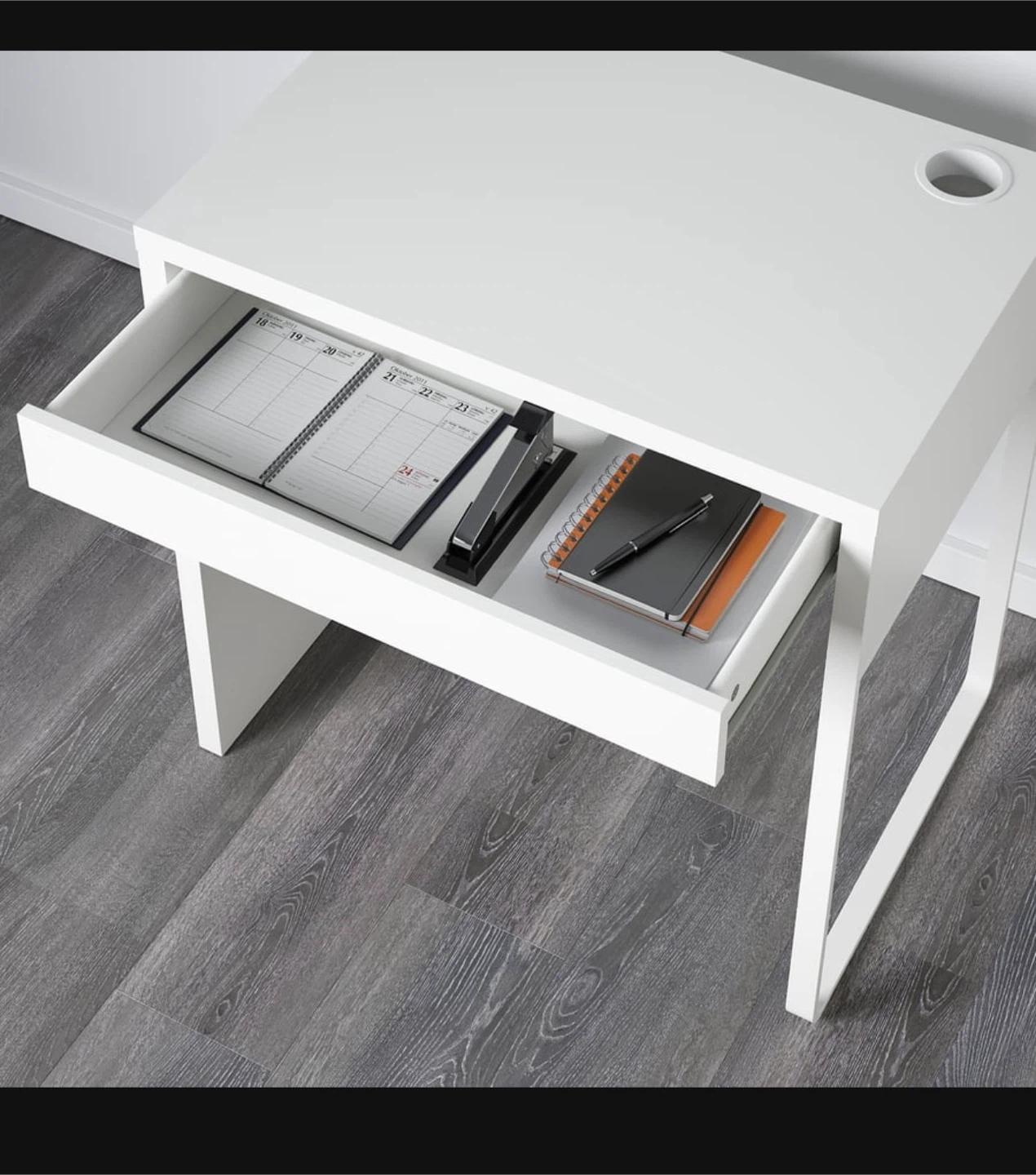 IKEA White Desk with Drawer and Cup Holder - photo 3
