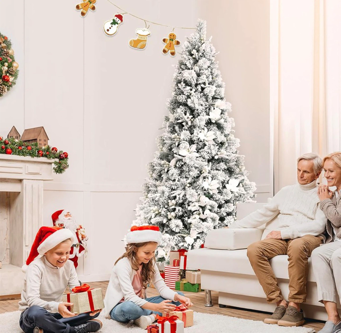 7FT Snow Flocked Artificial Christmas Tree, /Folding - photo 5