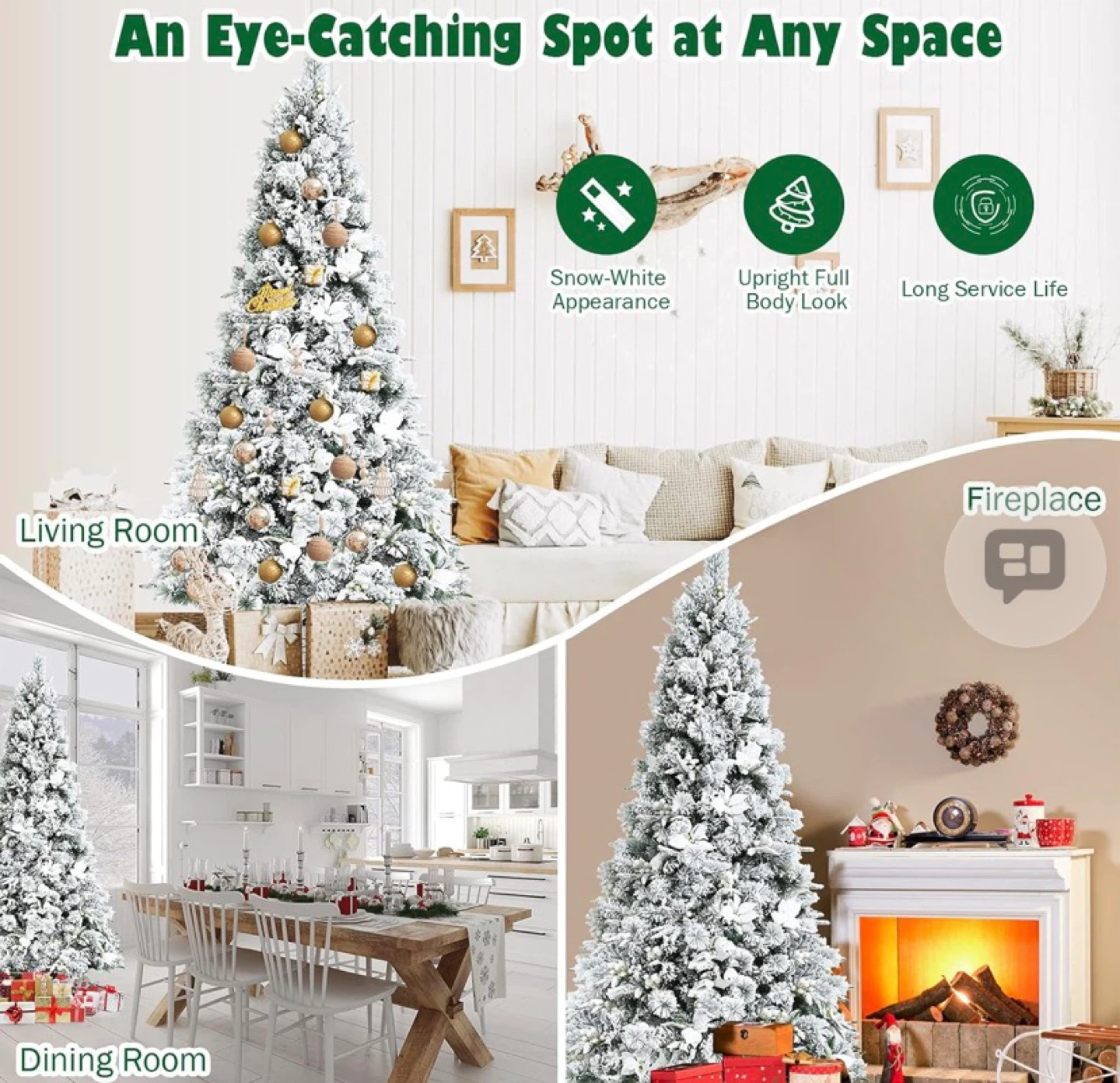 7FT Snow Flocked Artificial Christmas Tree, /Folding - photo 4