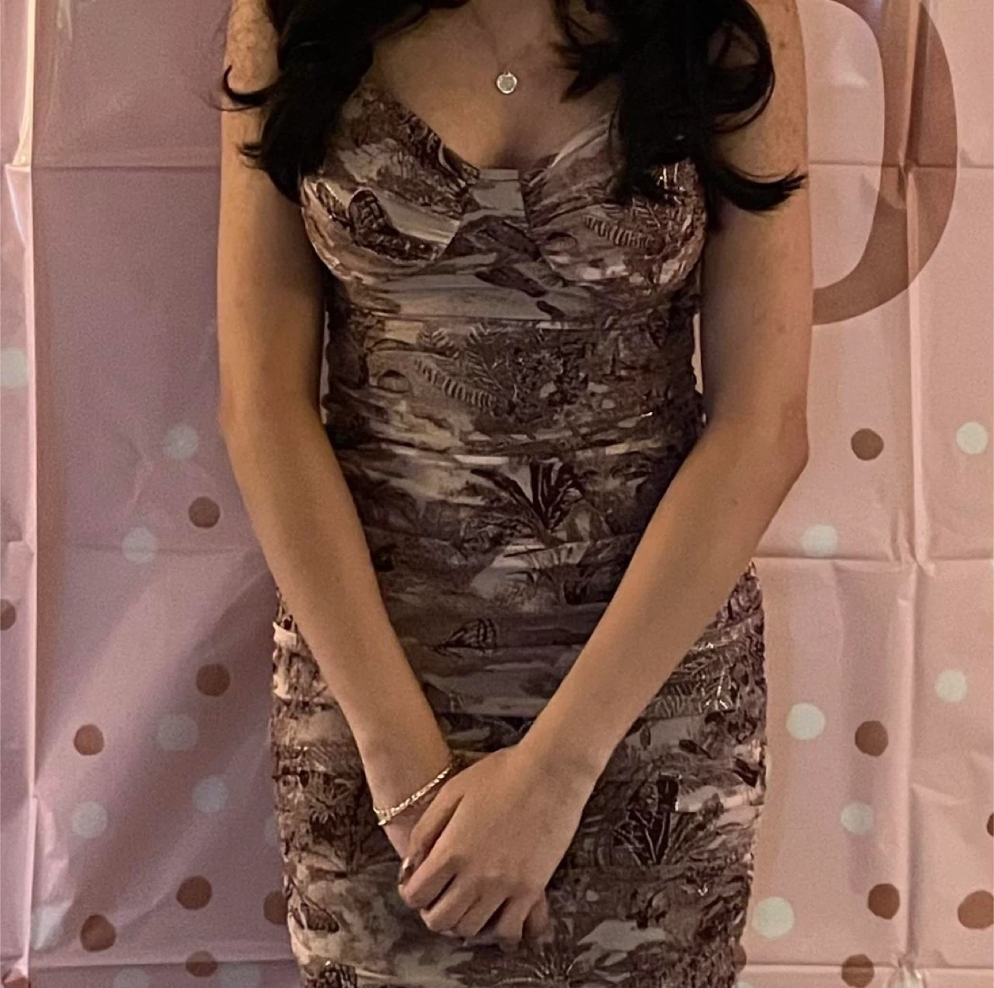 Ruched Mini Dress with Botanical Print