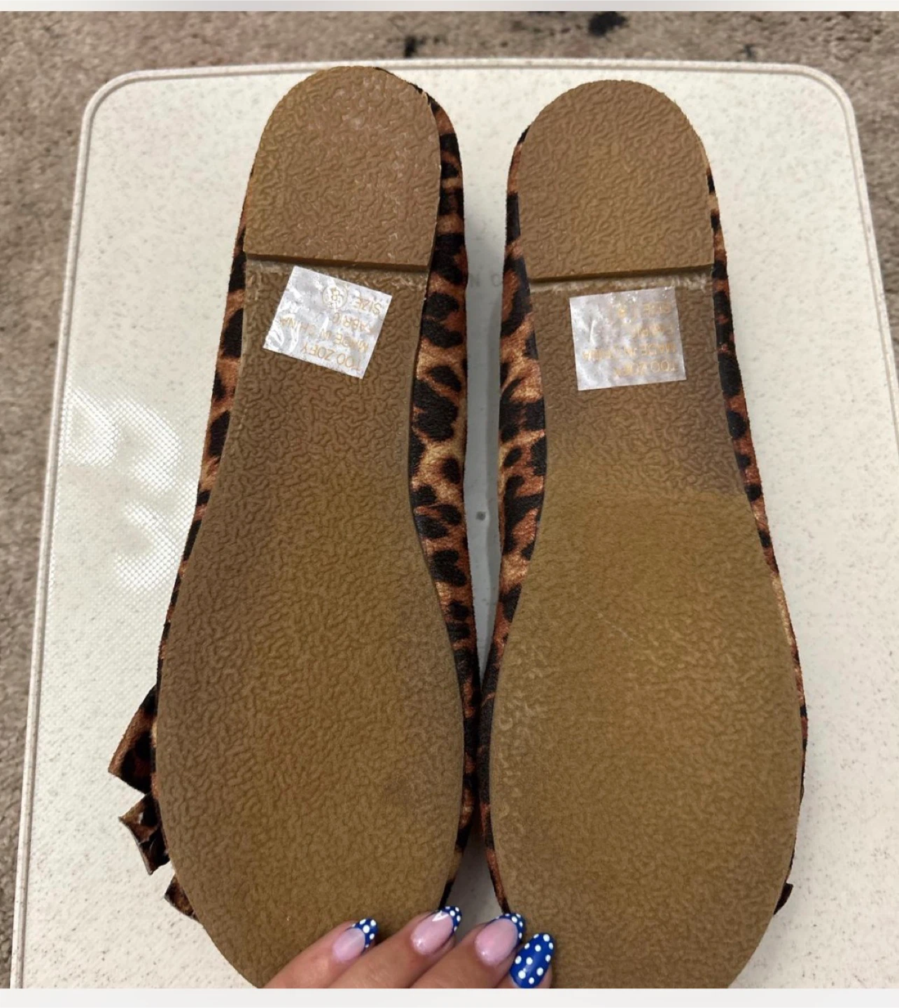 Women's Leopard Print Ballet Flats with Studded Bow - Size 7 - photo 2