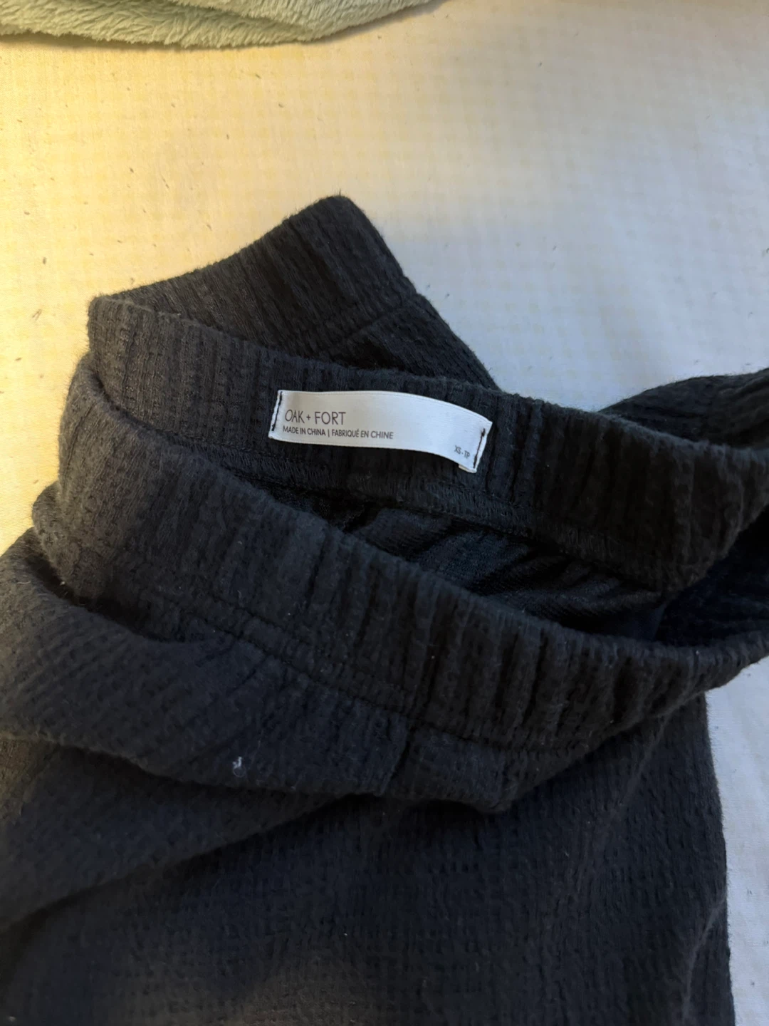 OAK+FORT Black Textured Wide Leg Pants - XS