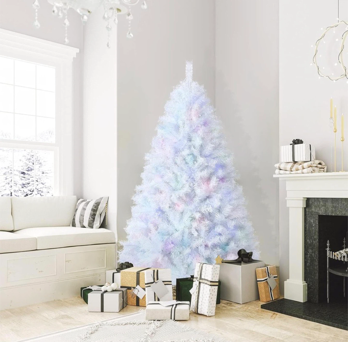6ft White Flocked Christmas Tree - photo 2