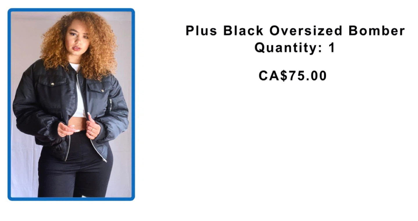 PrettyLittleThing Plus Black Oversized Bomber Jacket - photo 3