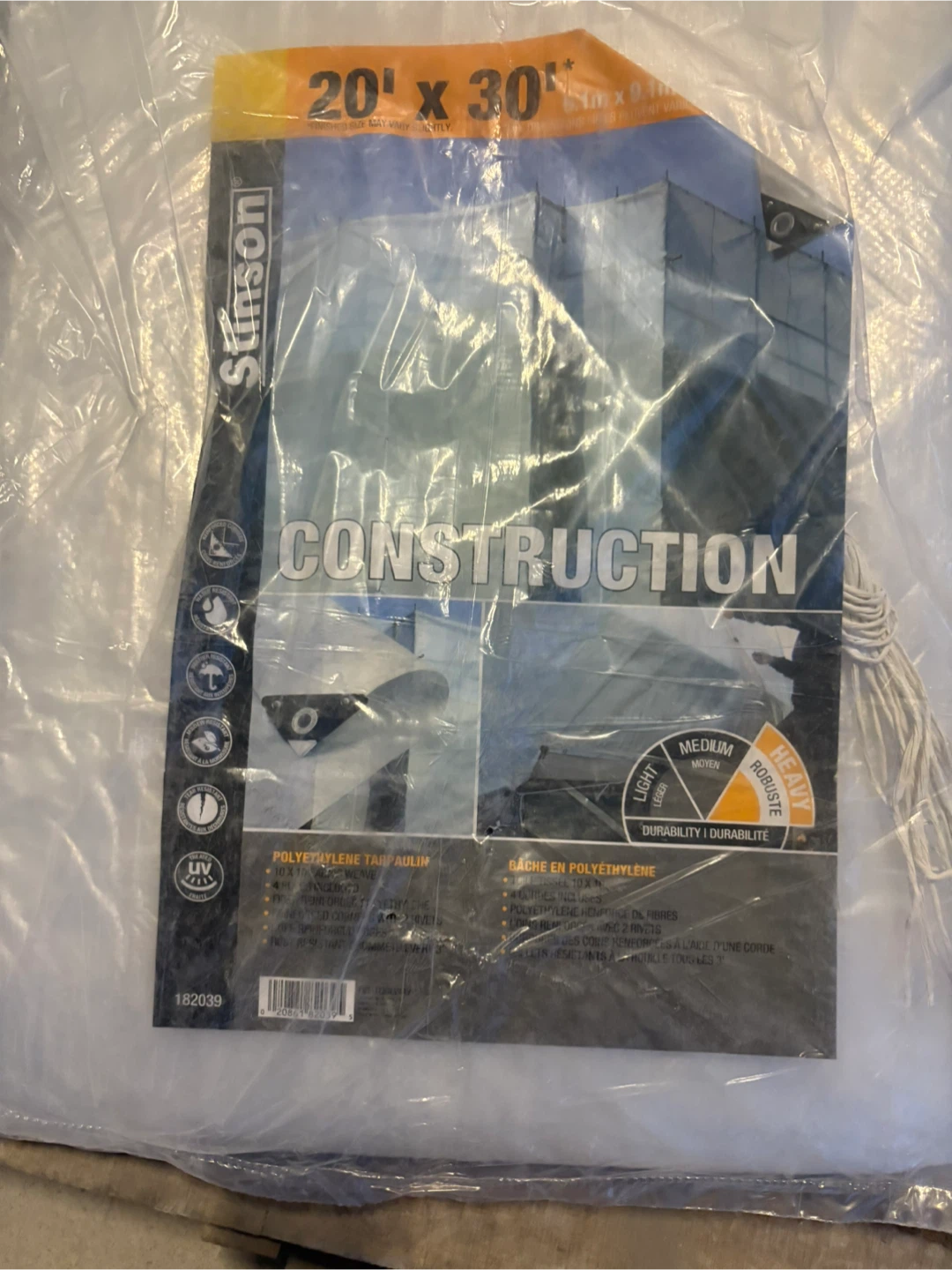 Stinson Construction Tarpaulin 20' x 30'