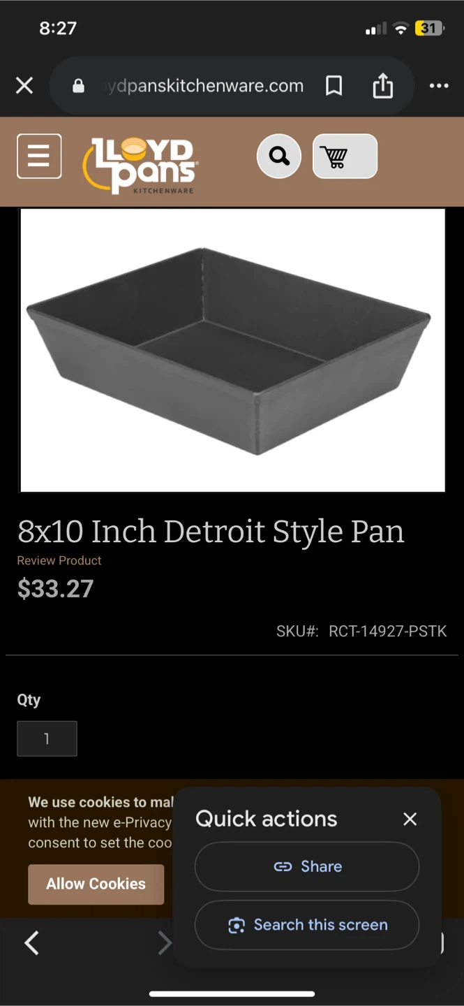 Lloyd Pans 8x10 Inch Detroit Style Pans