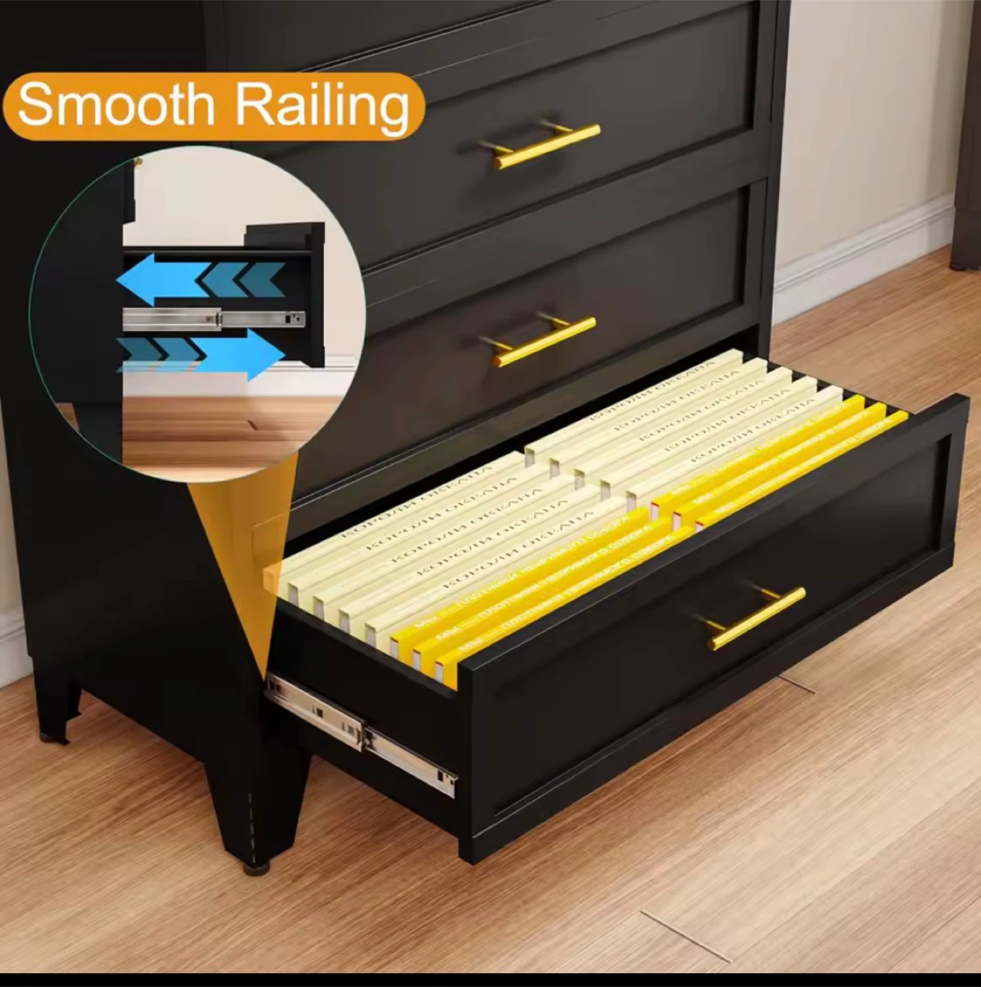 Black 5-Drawer Dresser with Gold Handles IN BOX - photo 5