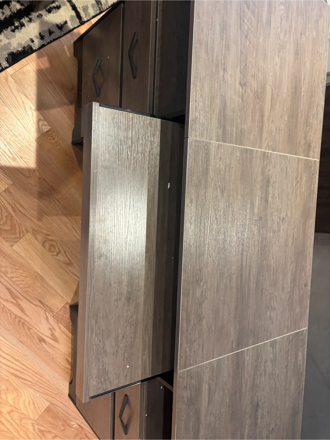 Dark Wood Computer Desk with Drawers - photo 3