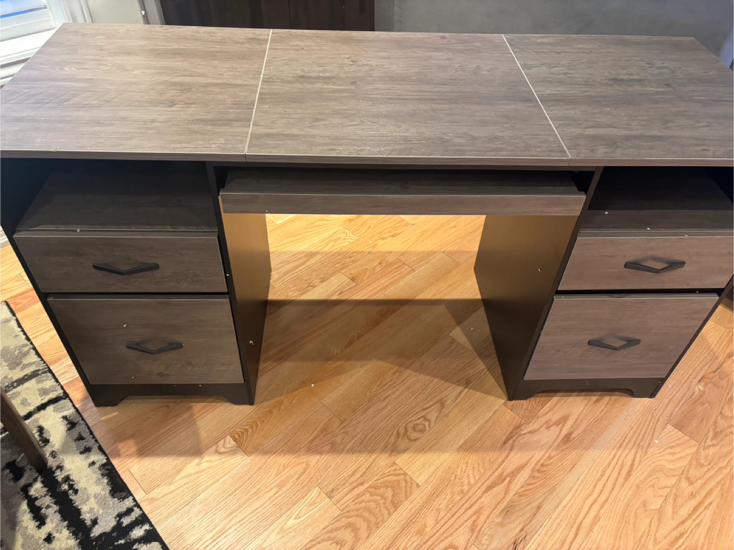 Dark Wood Computer Desk with Drawers