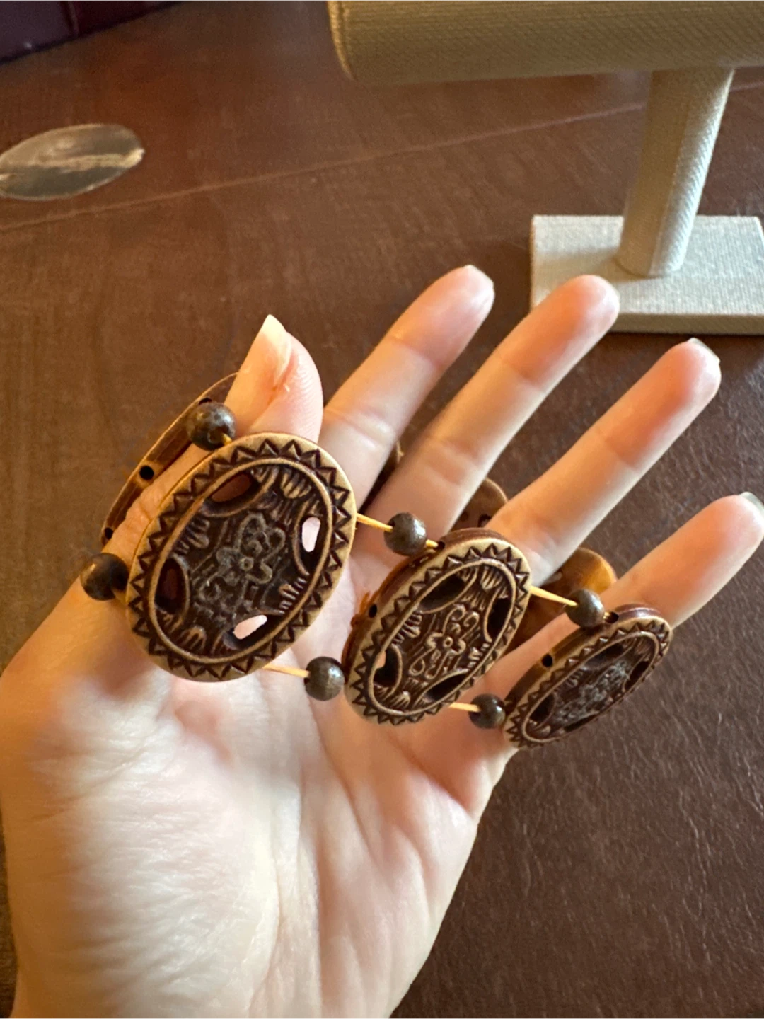 Brown Oval Link Bracelet with Beaded Accents - photo 2