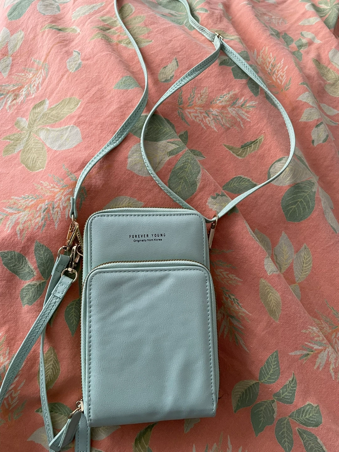 Light Blue Forever Young Phone Crossbody Bag