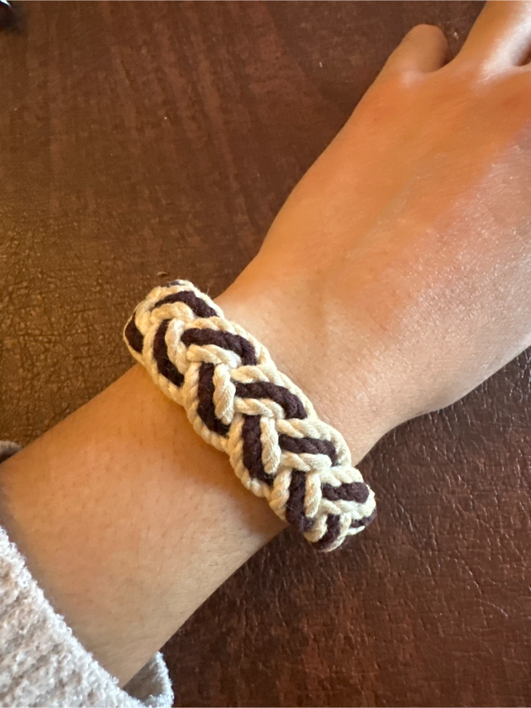 Braided Rope Bracelet - Brown & Cream - photo 3