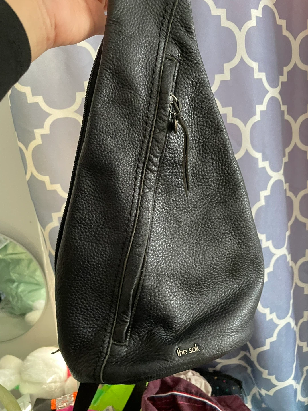 The Sak Black Leather Sling Backpack