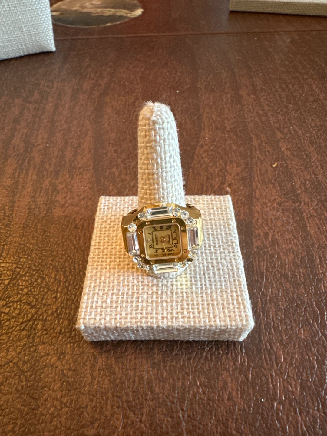 Stretchy Digits™ women's ring watch gold tone faux diamonds