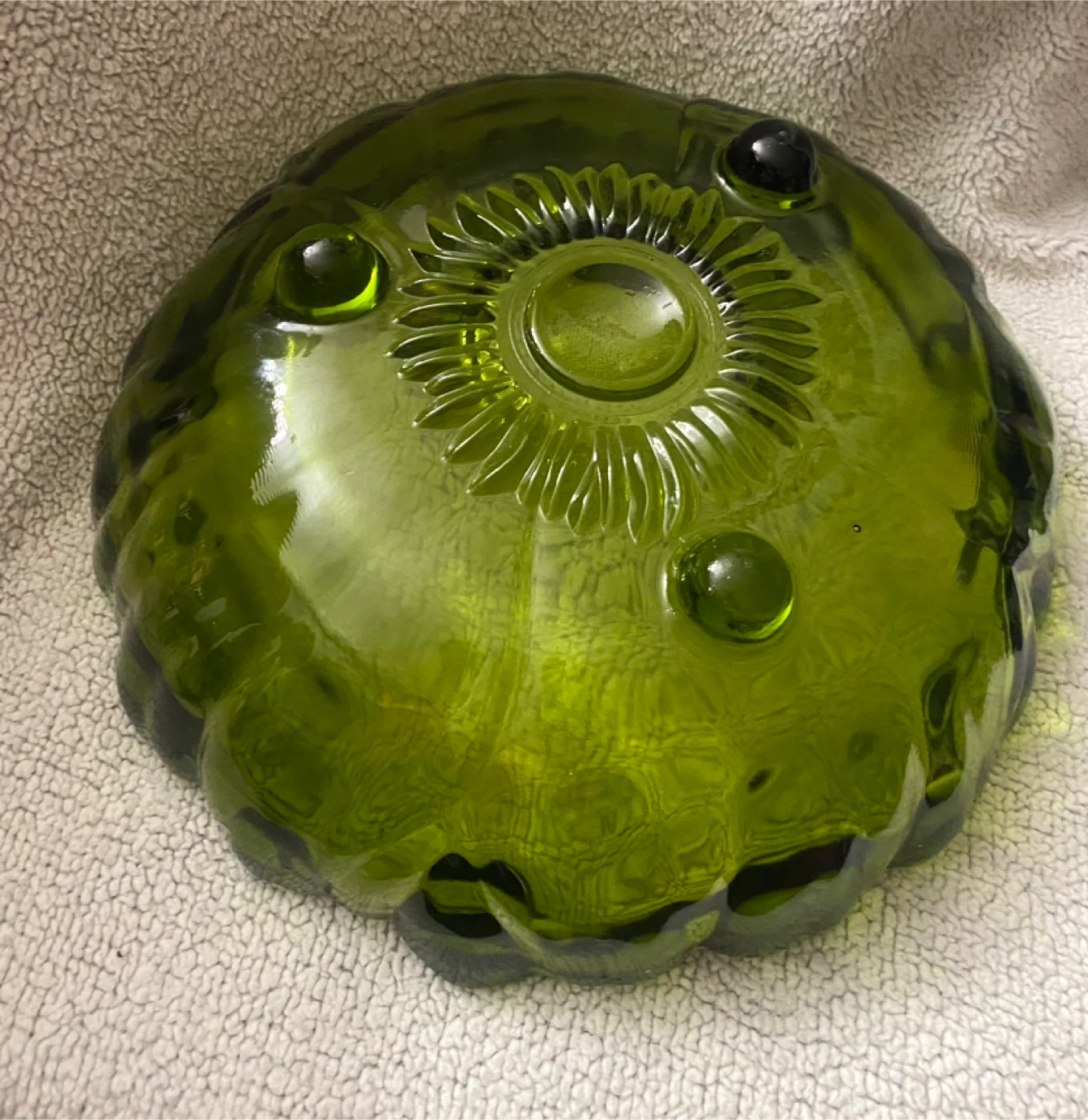 Vintage Green Glass Footed Bowl - photo 2