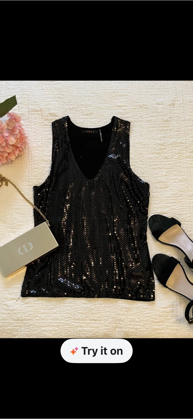 Black Sequin Sleeveless Top