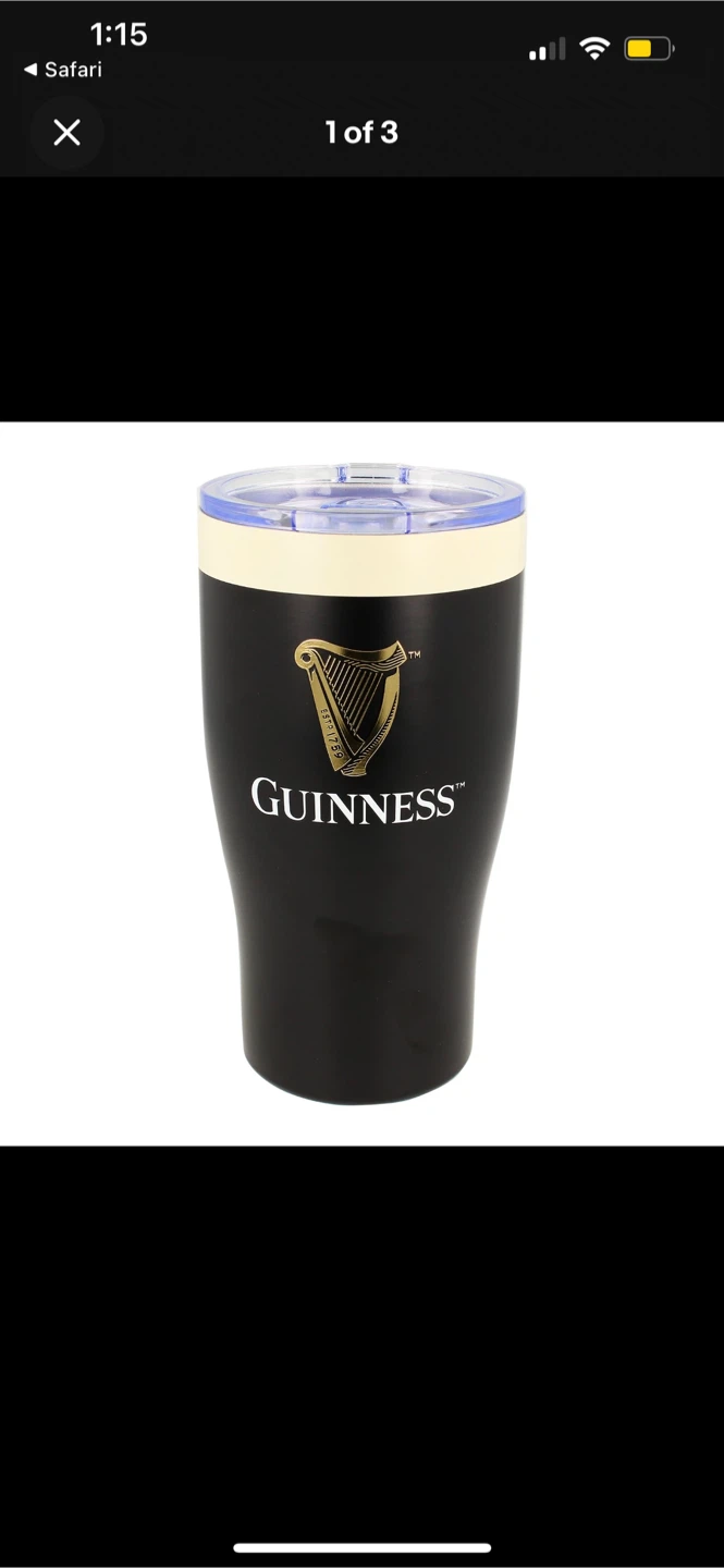 Guinness Tumbler Travel Mug with Lid