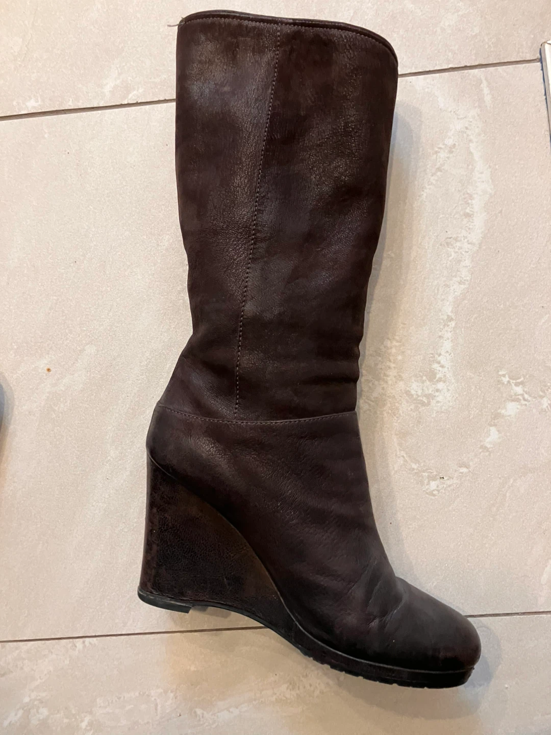 Prada Brown Leather Wedge Boots - photo 2