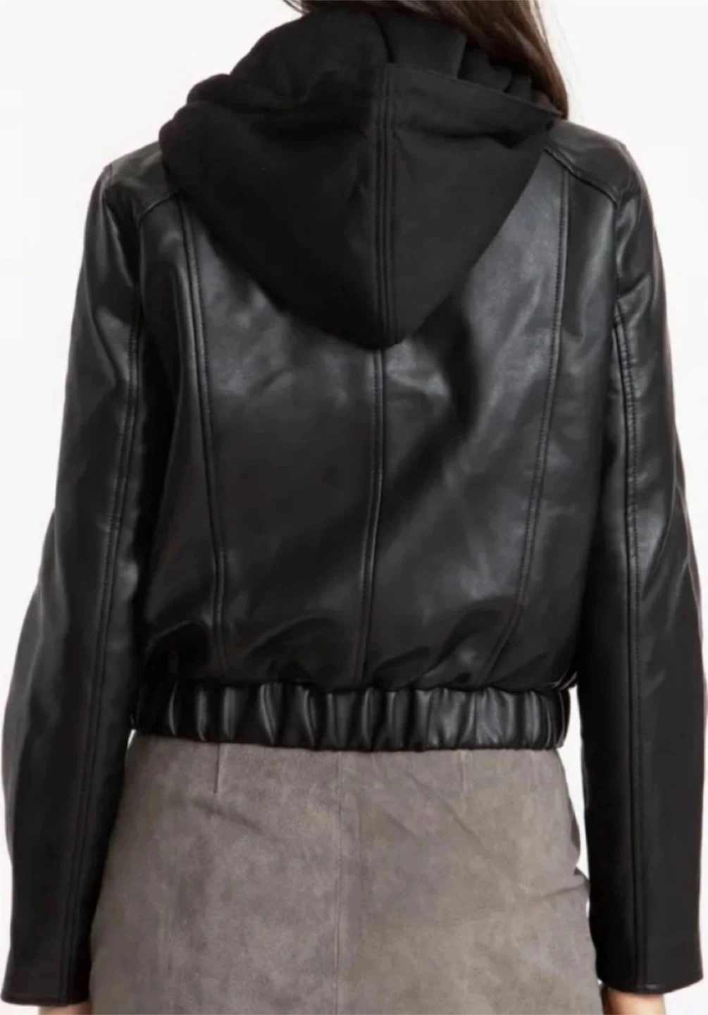 BLANKNYC Faux Leather Bomber Jacket with Removable Hood - photo 3