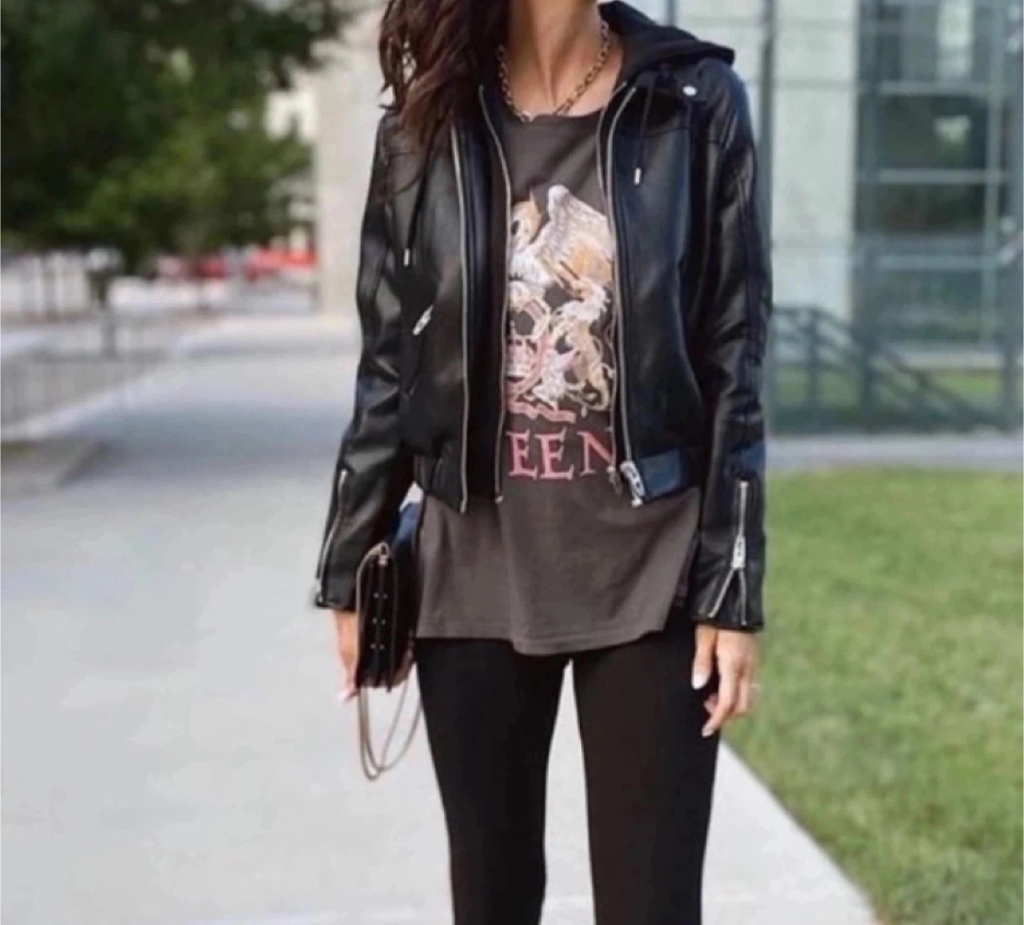 BLANKNYC Faux Leather Bomber Jacket with Removable Hood - photo 2