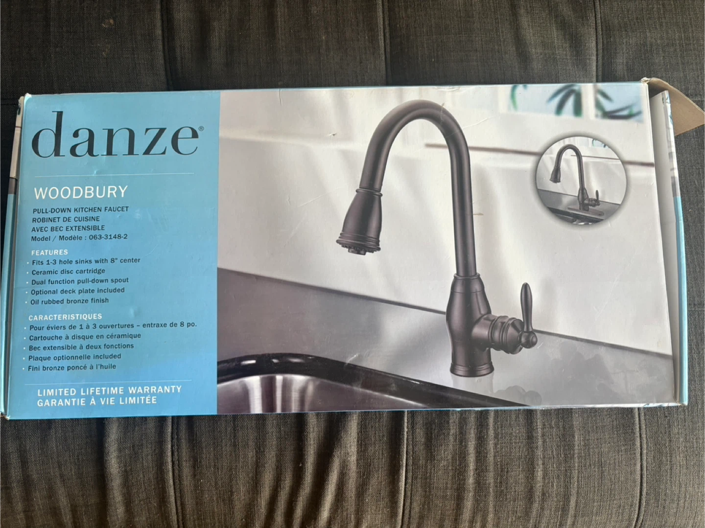 STILL IN BOX! Brand new. Danze Woodbury Pull-Down Kitchen Faucet