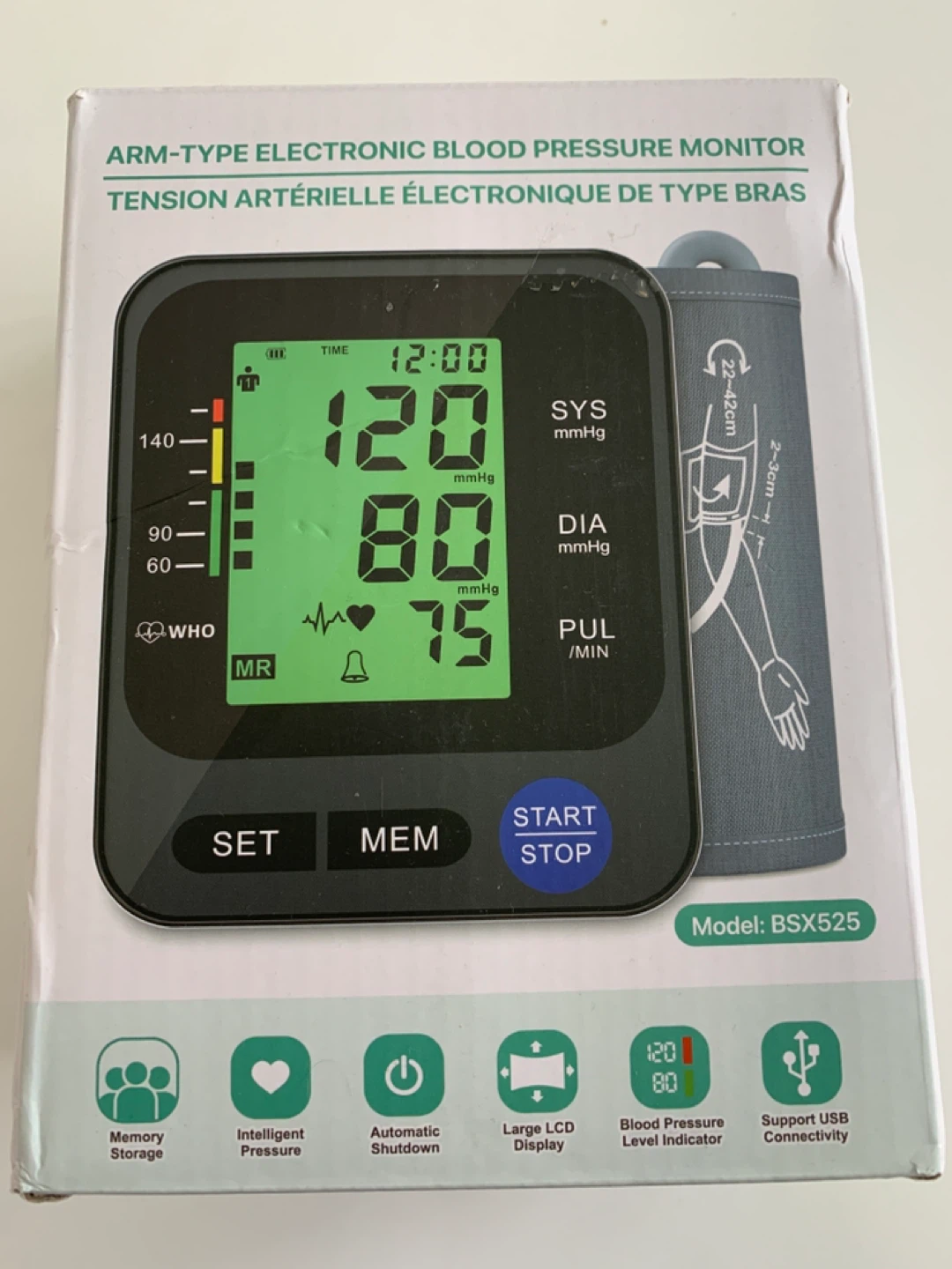 New in box Electronic Blood Pressure Monitor Model BSX525