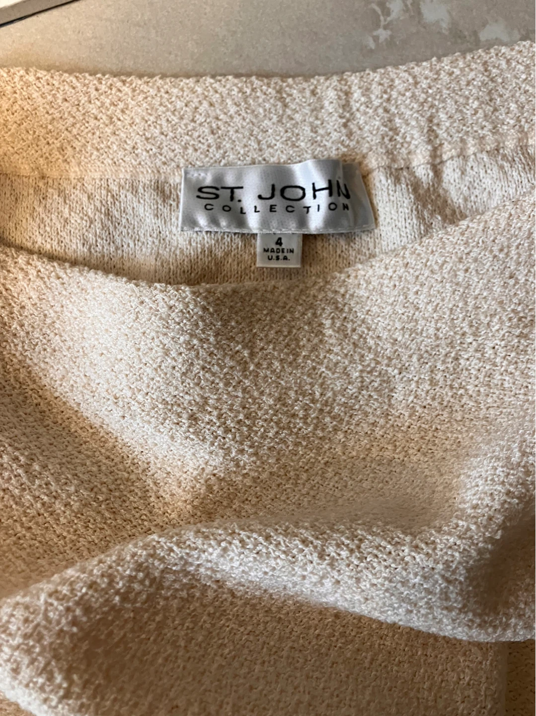 St. John Collection Cream Textured Knit Pencil Skirt Size 6 - photo 4