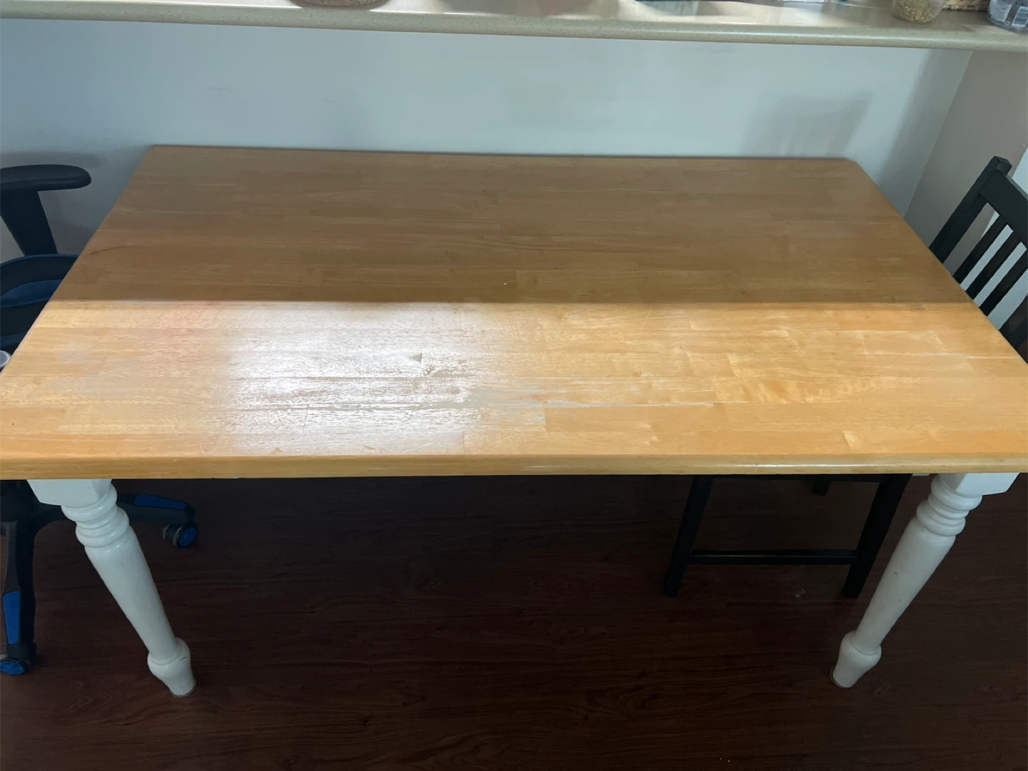 Wooden Dining Table with White Legs for free
