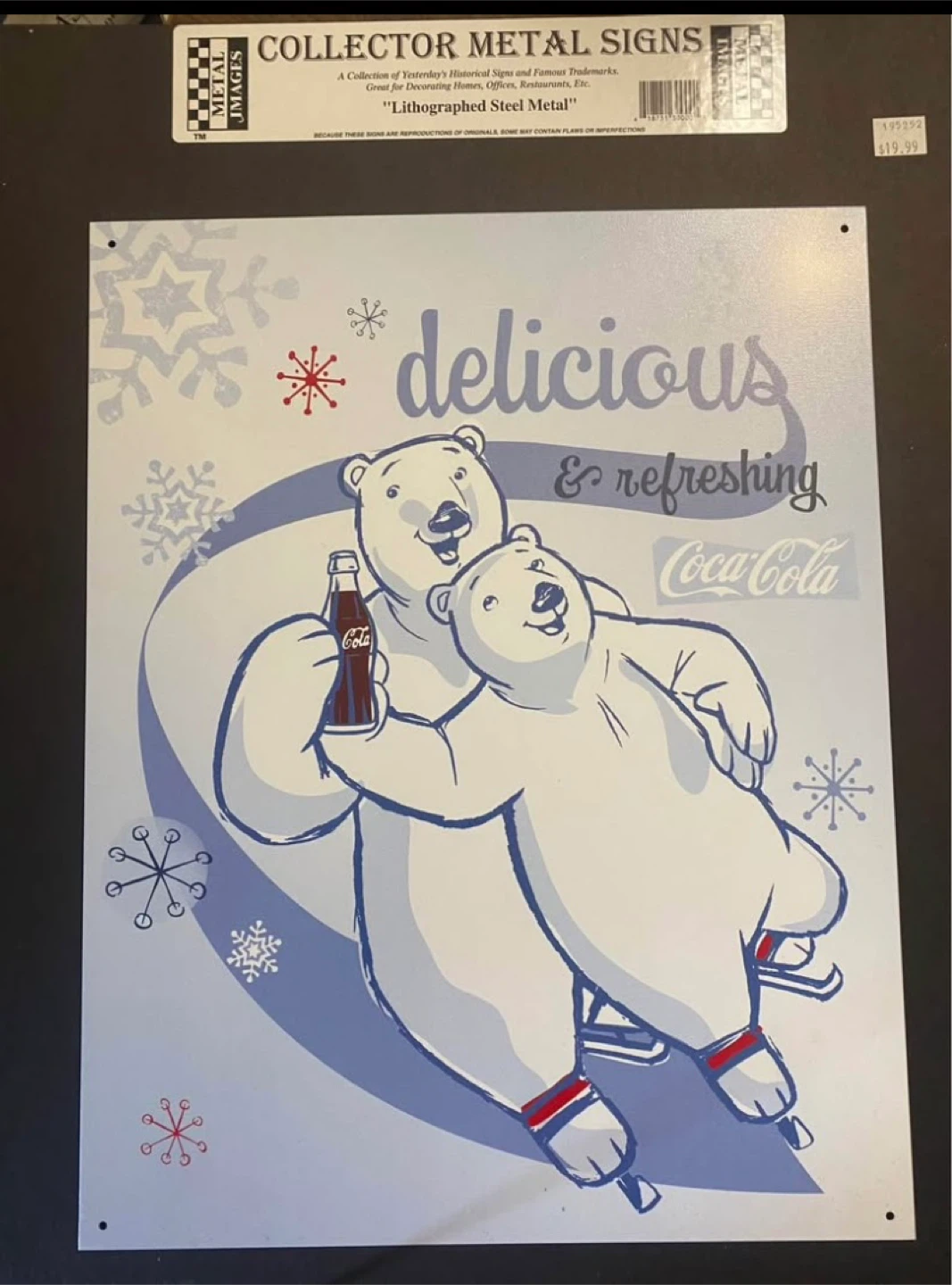 Vintage 1996 Coca-Cola Polar Bears Metal Sign - Brand New Sealed