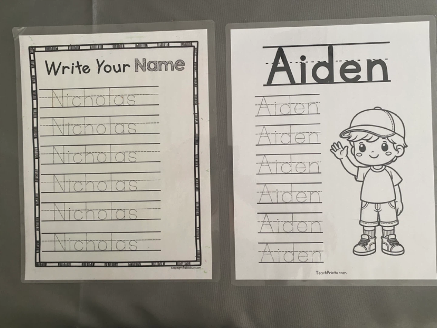 Teaching to print laminated sheets only these 2 names