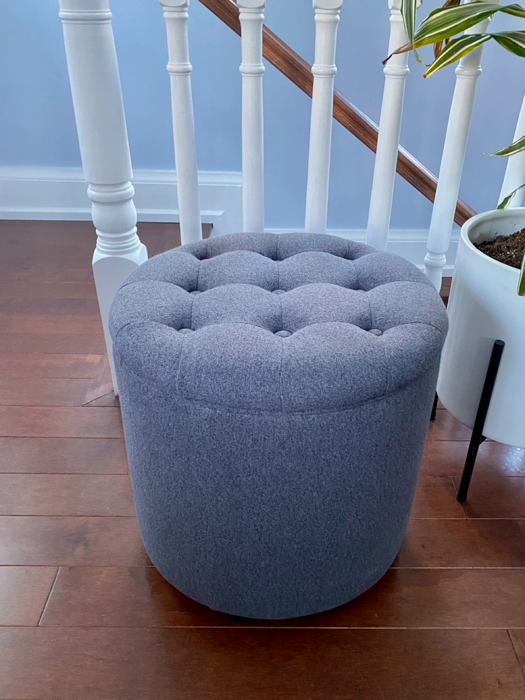 Grey Tufted Storage Ottoman