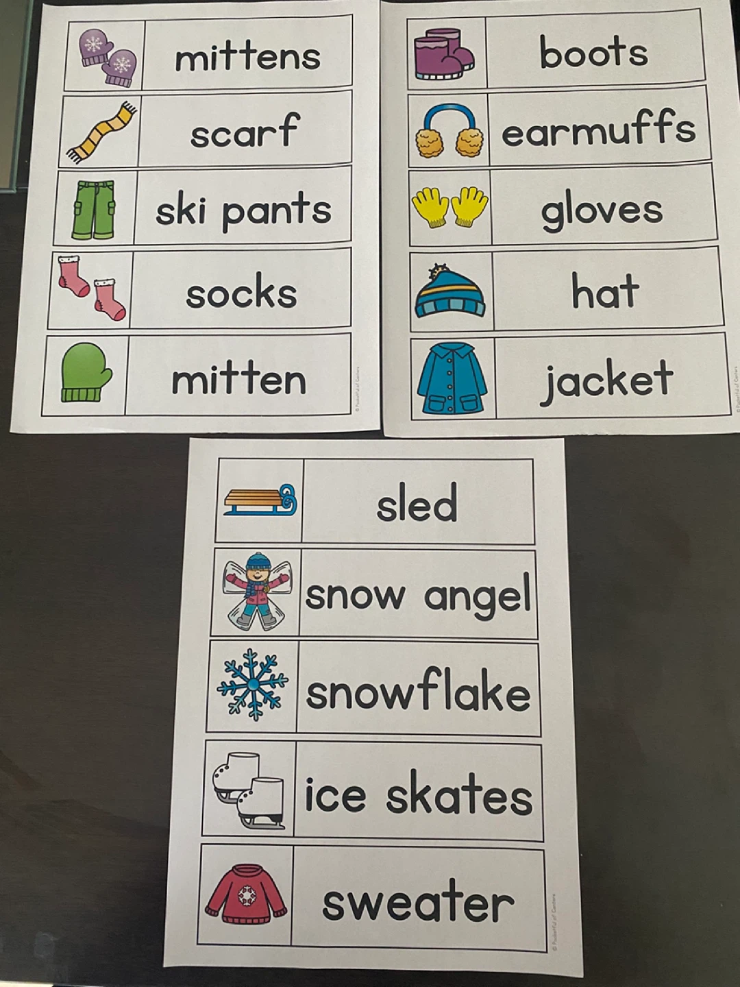Word wall printable for winter